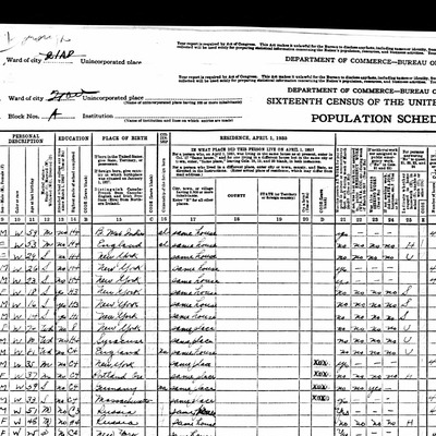 1940 US Census population schedule