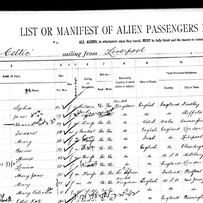 Ellis Island passenger manifest, 1913